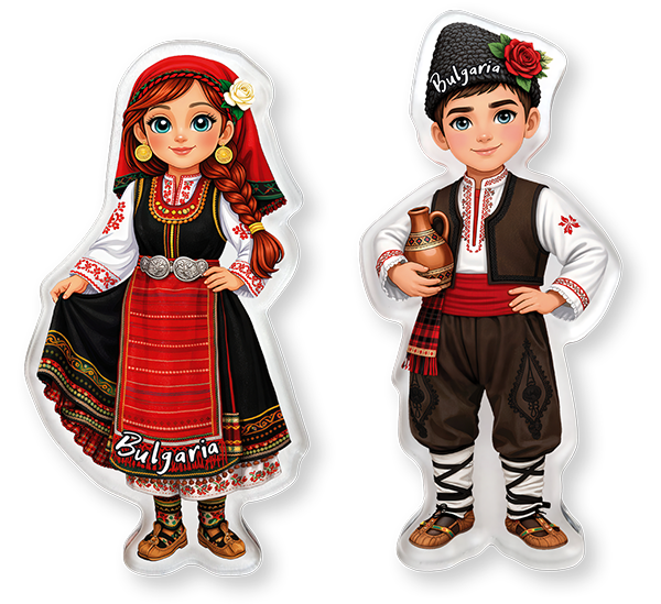 Магнити от плексиглас на народна Родопска носия - момче и момиче